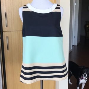 Anthropologie lined tank in navy, mint, taupe & wt